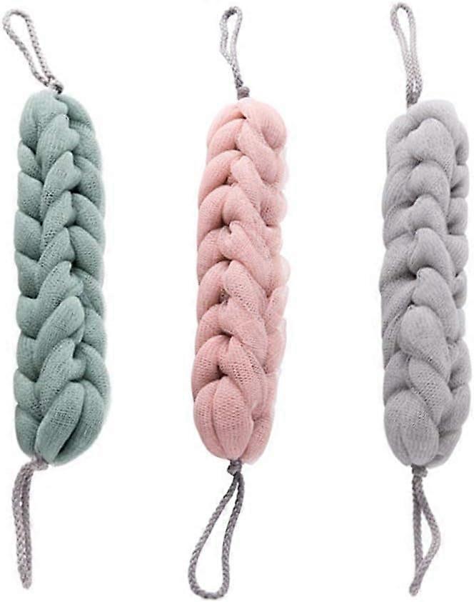 3pcs גב קרצוף רשת מקלחת Pouf Loofahs עמוק פילינג אמבטיה מקלחת נפוחה בחזרה מברשת ספוגים מסיר תאי עור מתים