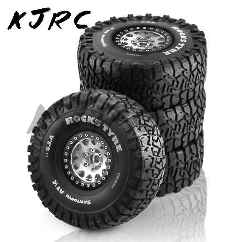1/10 RC Crawler Car 4pcs 120mm Metal 1.9" Beadlock Wheel Rim Rubber Tire Set for Traxxas TRX4 RC4WD D90 Axial SCX10 II III MST