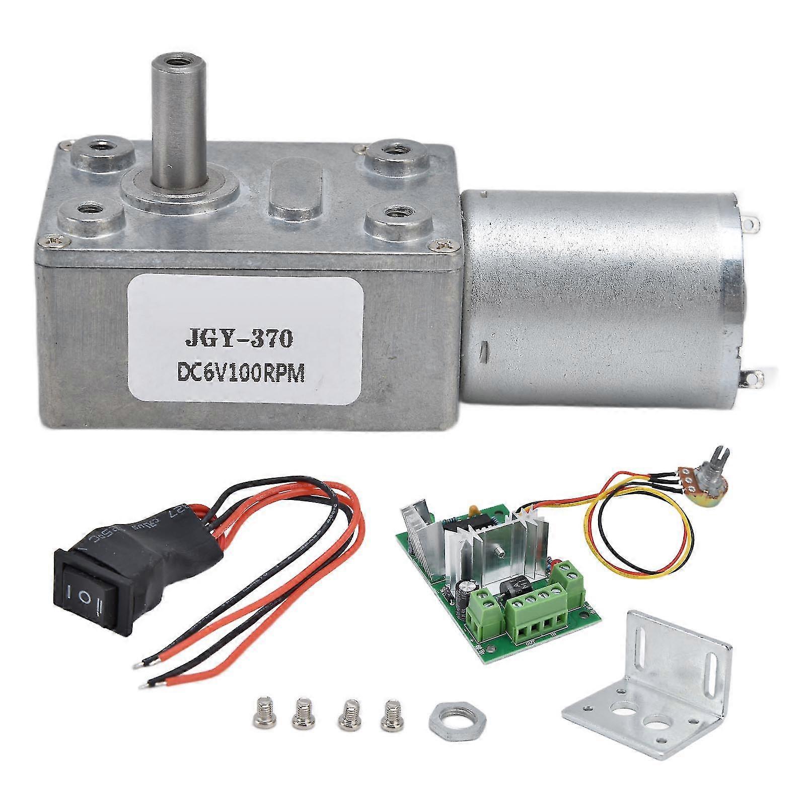 6V DC Turbo Worm Geared Motor Mini Electric Speed Reduction with Governor JGY370 100RPM