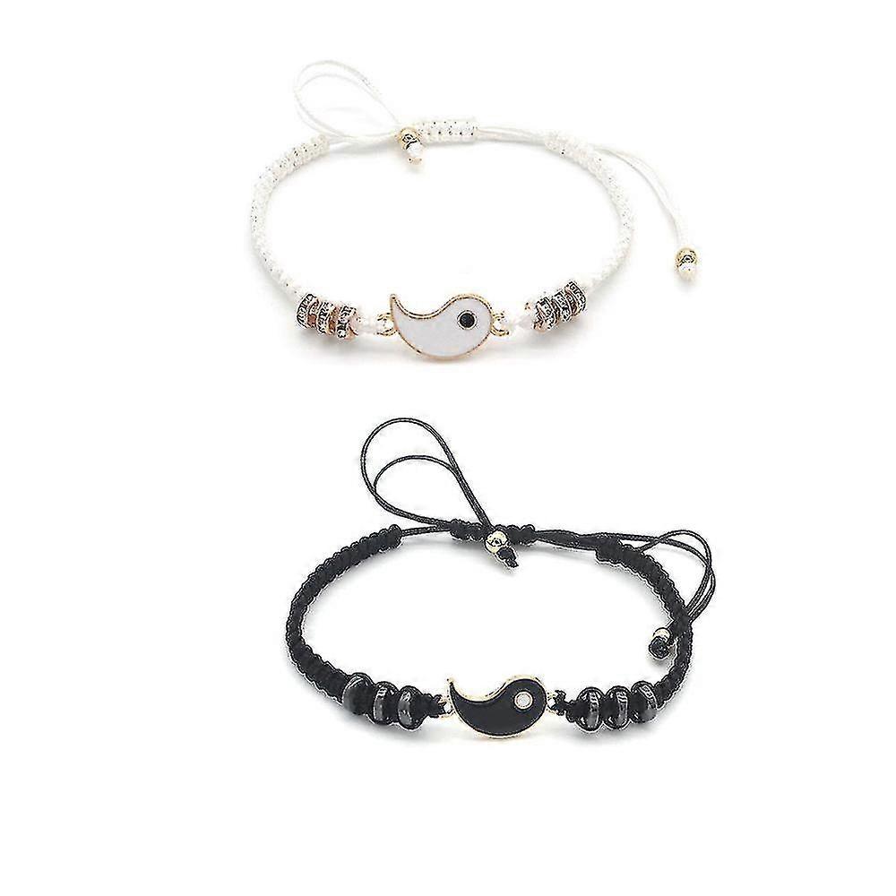 Bracciale in corda intrecciata fatto a mano retrò stile cinese Tai Chi Coppie Distanza