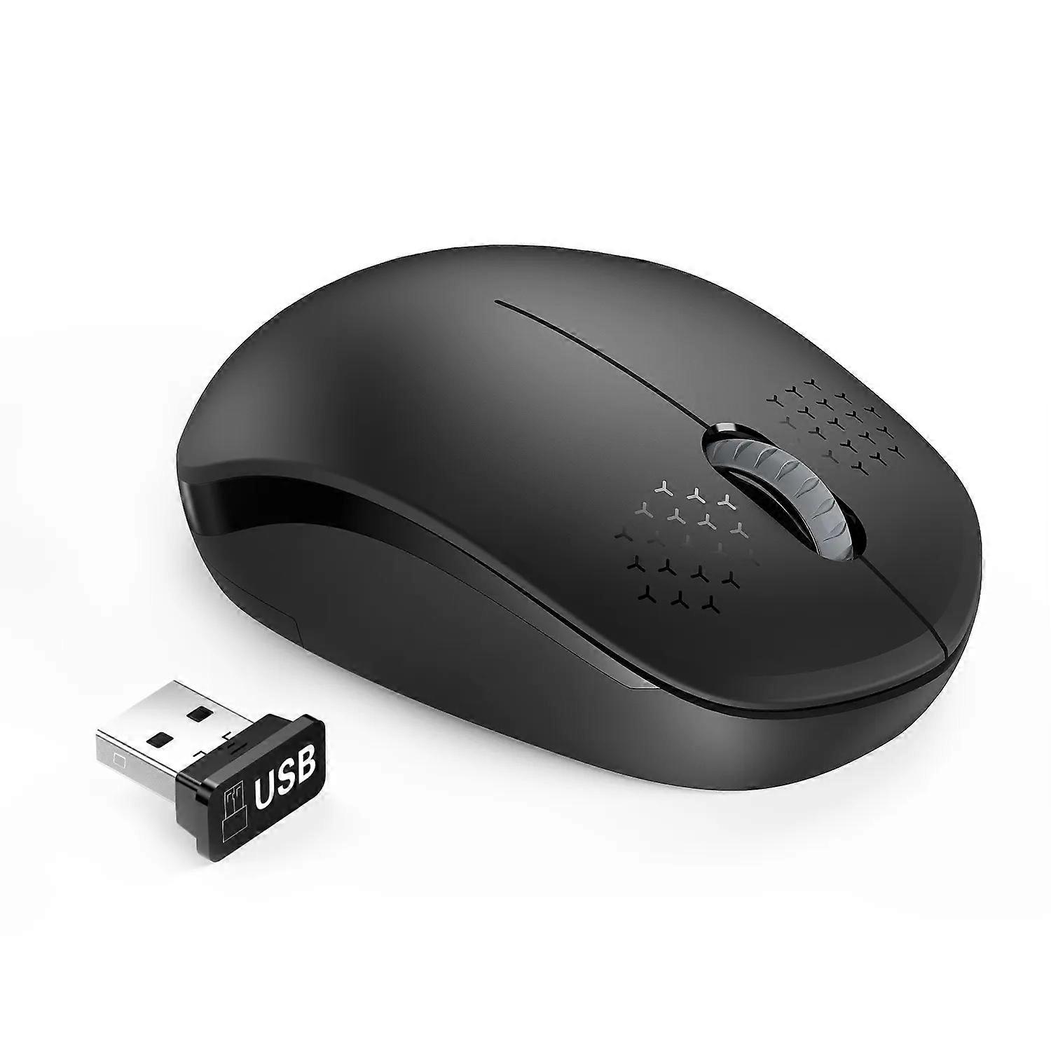 Seenda 2.4G USB Wireless Mouse Noiseless Click Mini Mice for Computer Laptop PC Tablet Black Mice & Trackballs