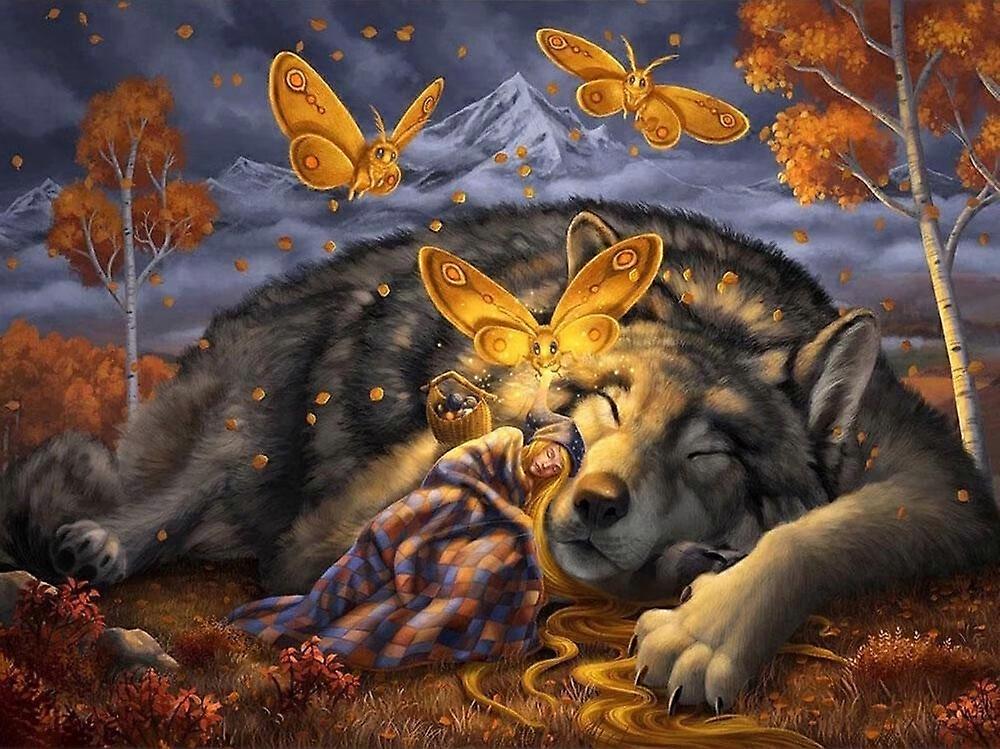 DWW-30 x 40 cm, Sleeping Woman and Bear Diamond Painting Diamond Embroidery Painting5D Canvas Painting for Children and Adults, Rhinestone Puzzle Set,