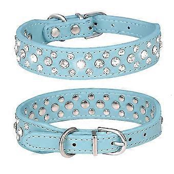 10 "to 24" Long Personalized Rhinestone Leather Shiny Crystal Collar For Pet Dog And Cat