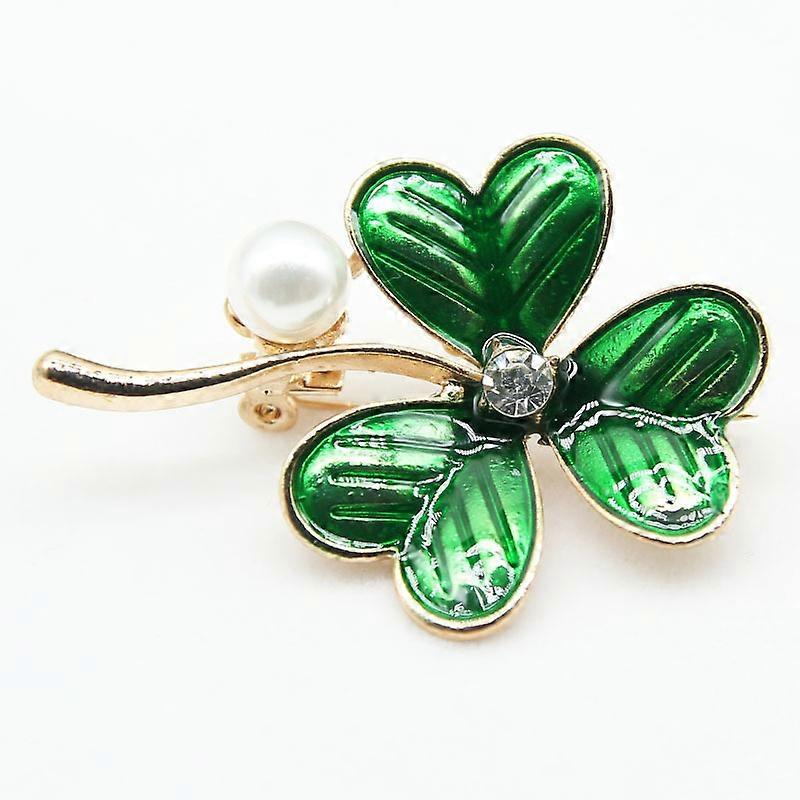 Irish Shamrock Clover Leaf Brooch Rhinestone Crystal Brooch Clover Brooch Pin St. Patricks Day Accessory
