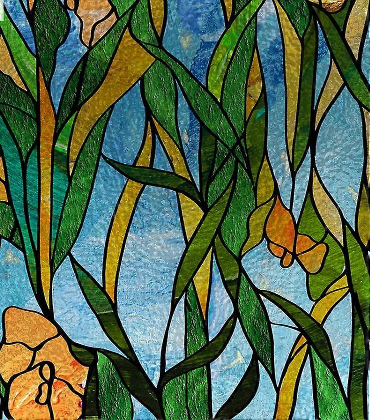 Iris Stained Window Film (45*100cm) Non-adhesive static cling window film Home decoration UV blocking Privacy Heat insulation