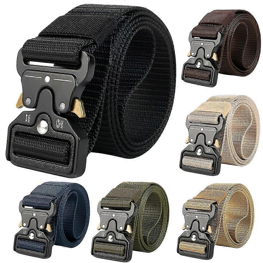 Quick Release Work Belt Tactical Black Men Army Webbing Nylon Military Waistbeltab -115cm/125cm/135cm