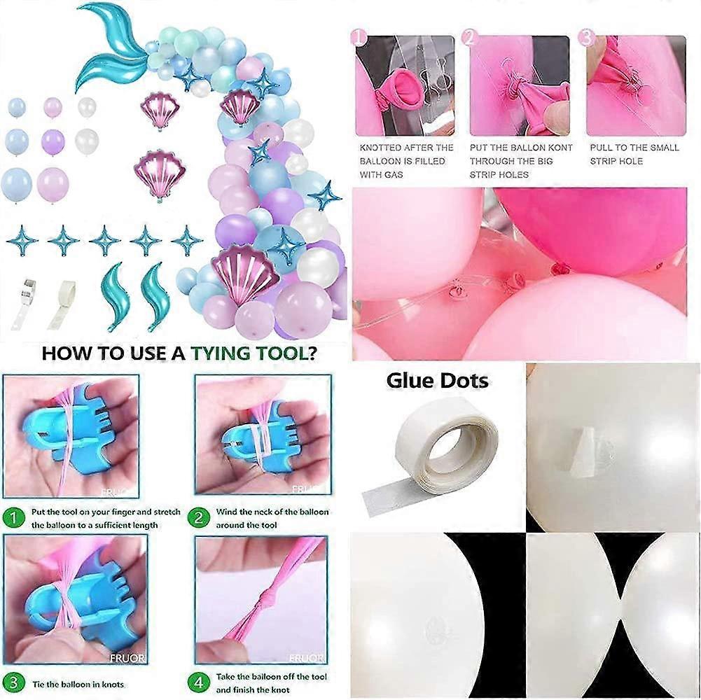 Kit 100 Décorations Sirène Pour Fête - Guirlandes Et Pendentifs Pailletés - Thème Océan Et Anniversaire