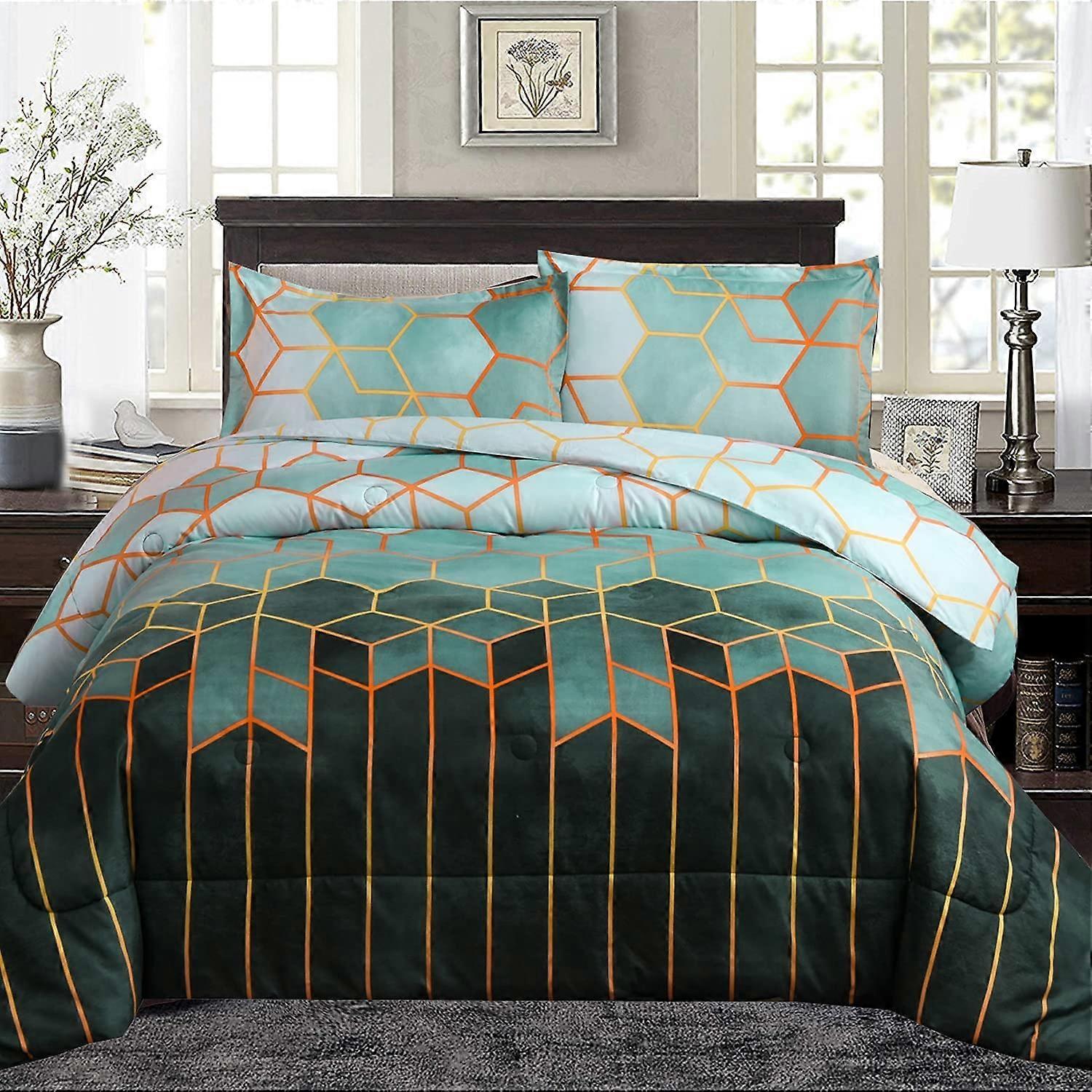 Geometric Comforter Sets - Queen Size Comforter Bedding Set, , Ultra-Soft 3 Piece Microfiber Comforter with 2 Pillow Covers