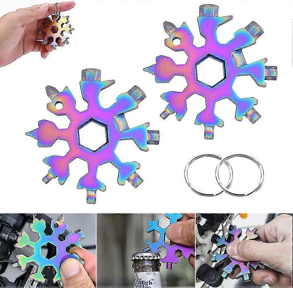 2 Pieces Snowflake Multi-tool,18-in-1 Multi-function Snowflake Tool,snowflake