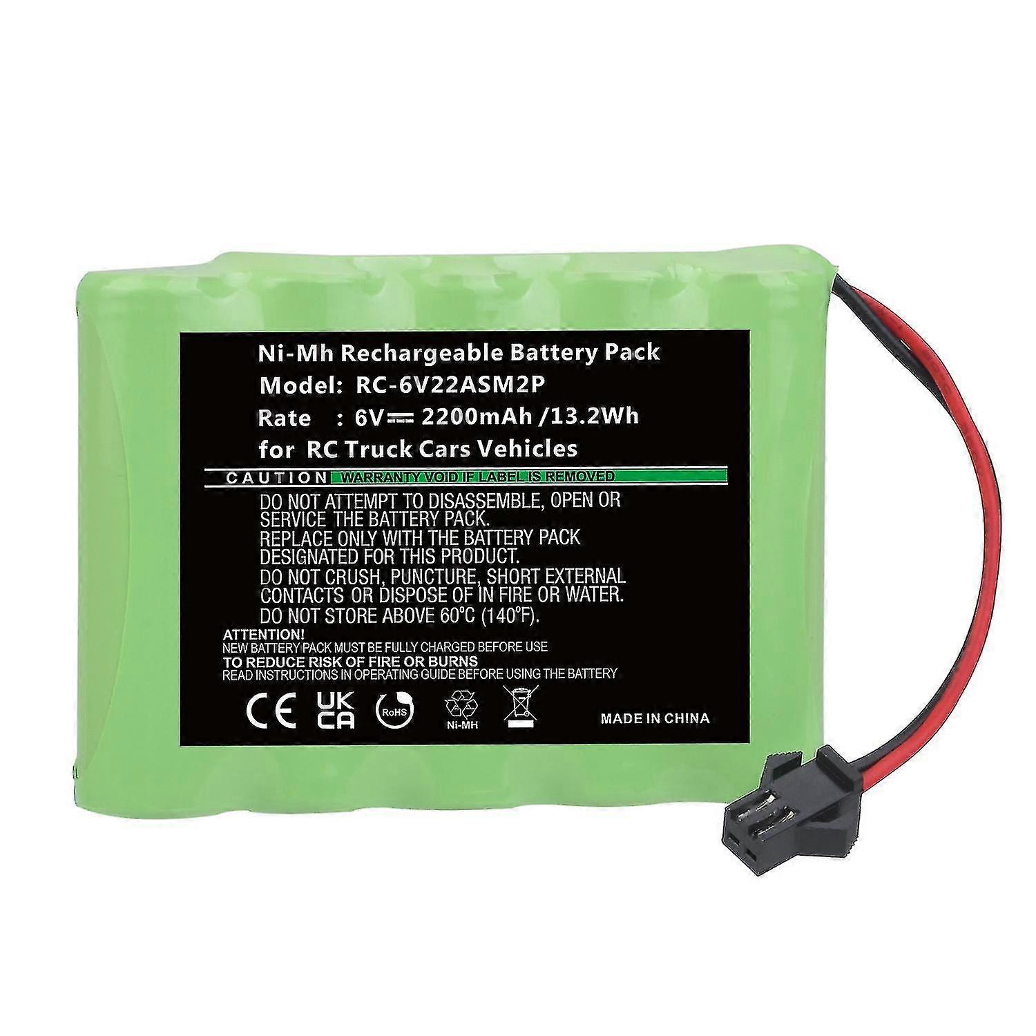hg6v 2200mah Ni-mh Battery With Sm-2p Connector Plug compatible with Rc Truck Cars Vehicles 5-cells Aa