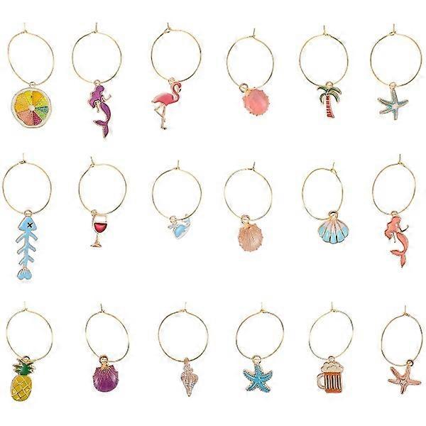 18Pcs κόμμα κρασί γυαλί γοητείες δαχτυλίδια γυαλί ποτό δείκτες ετικέτες (ποικιλία χρώμα)