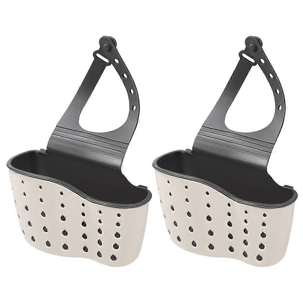 2pcs Kitchen Sink Basket Sponge Holder Hanging Basket Adjustable Strap Basket