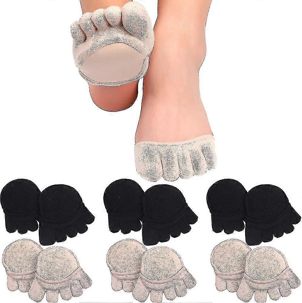 6 Pairs Toe Topper Socks No Show Liner Socks Five Finger Half Socks Non-slip
