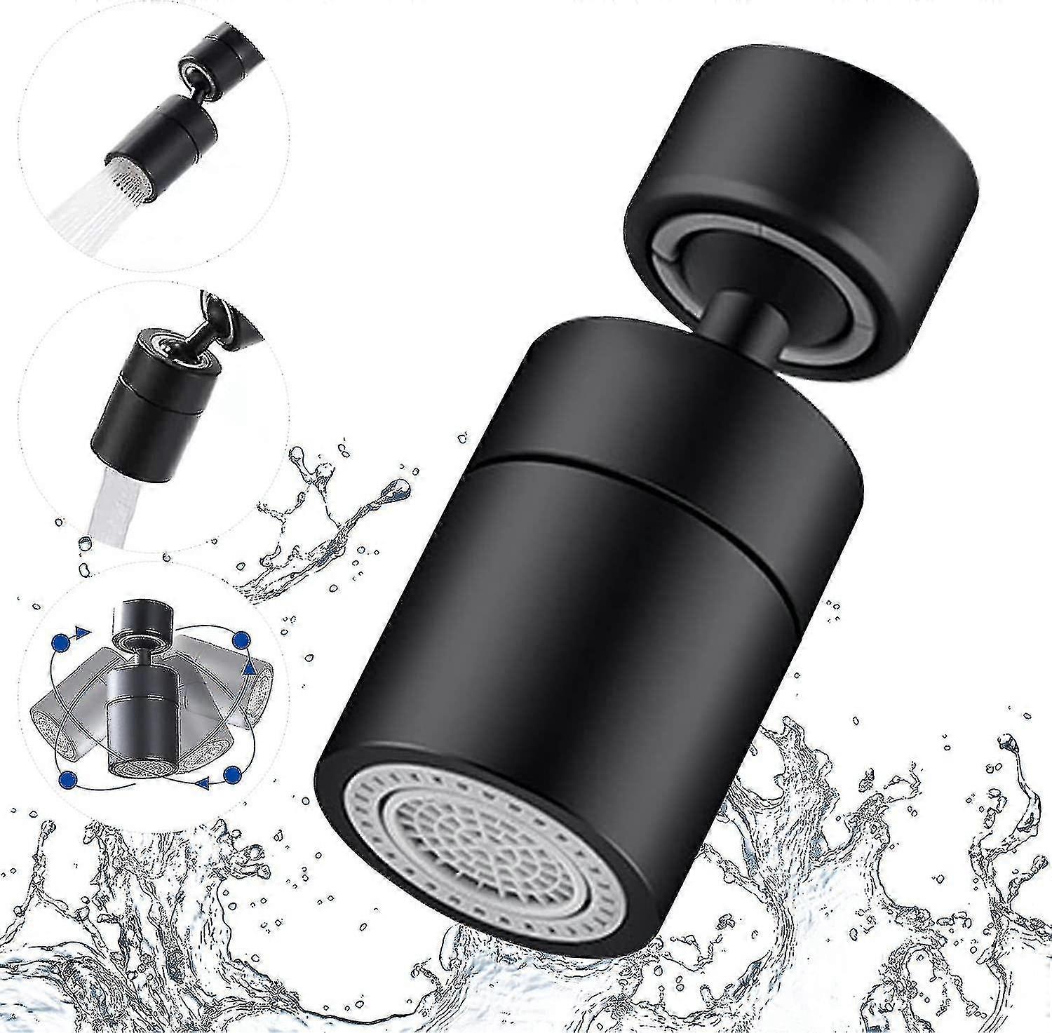Faucet Aerator, 360 Degree Rotation, 2 Modes Adjustable Kitchen Faucet Filter Aerator For Kitchen Bathroom, 22mm Female Thread, Black, 1 Piece