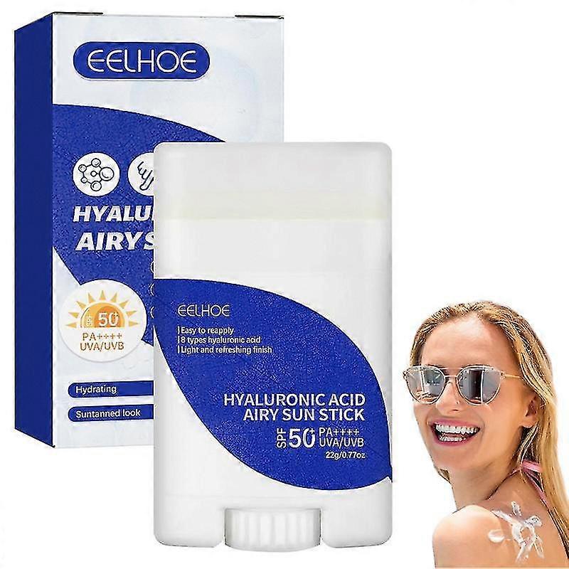 Écran solaire Bâton Visage Acide Hyaluronique Écran solaire Visage d’été Spf50 + Protection UV Bâton Soleil Résistance à l’eau Corps Hydratant