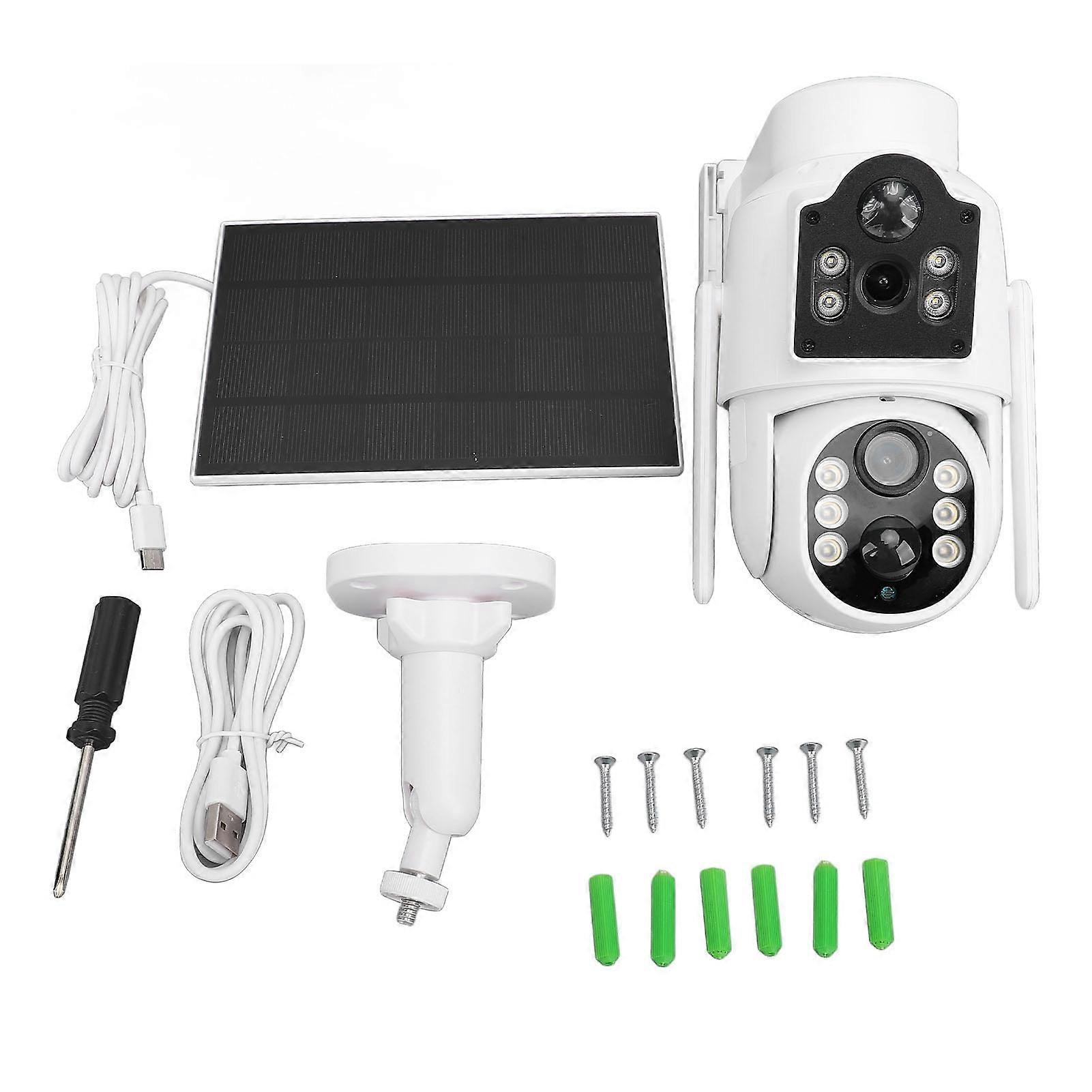 2MP Outdoor Solar Security Cameras, Dual Lens, High Definition, Remote Network, WiFi, Surveillance Kit with Solar Panel
