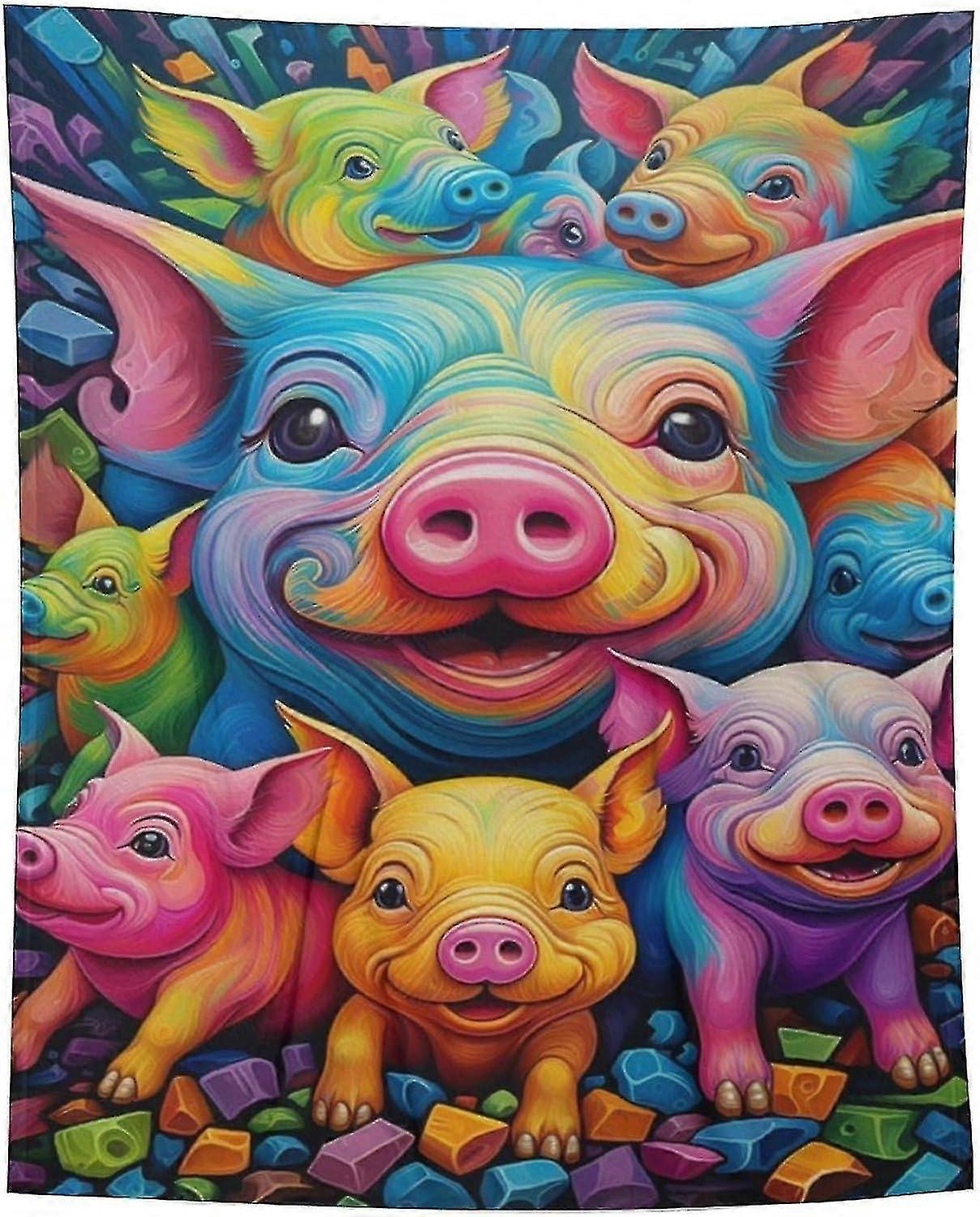 t1780 Blanket Fleece Blanket Hyena Throw for Sofa & Bed, Plush Cozy Fuzzy Blanket, Super Soft and Warm  SeasonsPig Blanket bn1780