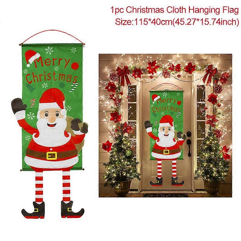 Merry Christmas Porch Door Banner Hanging Ornament Christmas Decoration For Home Xmas Navidad 2023 Happy New Year 2024