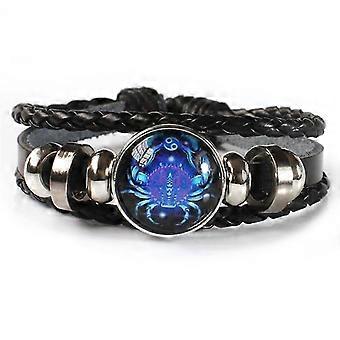 Stainless Steel Zodiac Constellation Bracelet - Leather Band For Women & Men, Birthday Gift