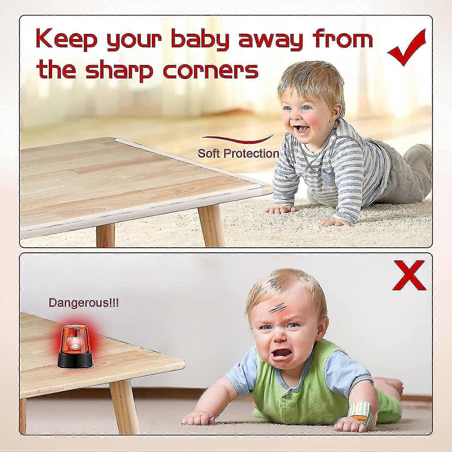 Transparenter Tisch und Möbel Babyschutz, 3m vorklebendes Silikon & PVC Baby Tisch Eckenschutz, Ecken- und Kantenschutz für Babys, Fell