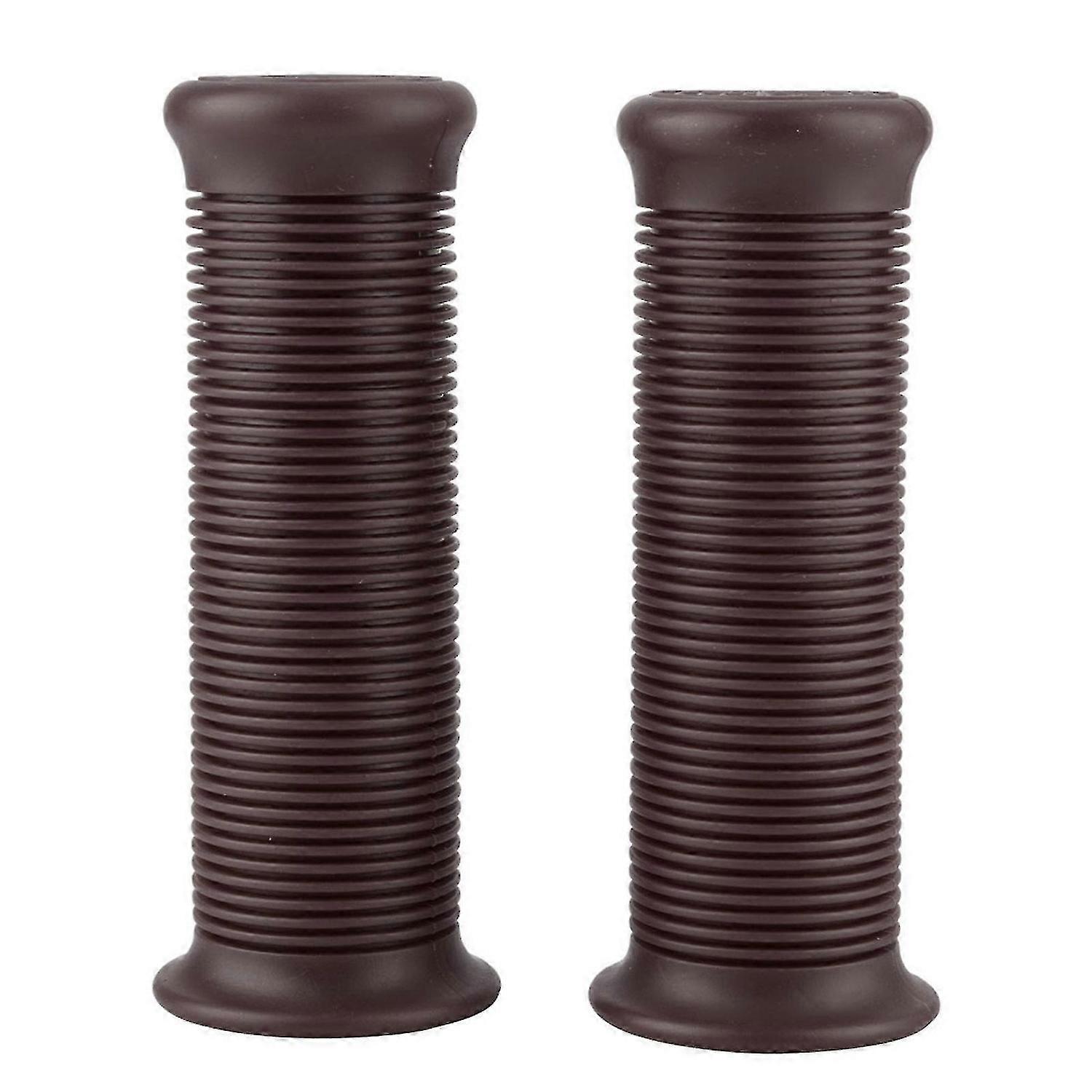 1インチ 25mm / 1.1インチ 28mm ユニバーサル オートバイ ヴィンテージ TPU ハンドル ハンドルバー グリップ ダークブラウン ペア