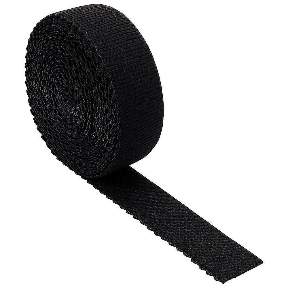 9 Yards Flat Polyester Wide Elastic Cord Single Wavy Edged Band for Garment Accessories Black 49mm