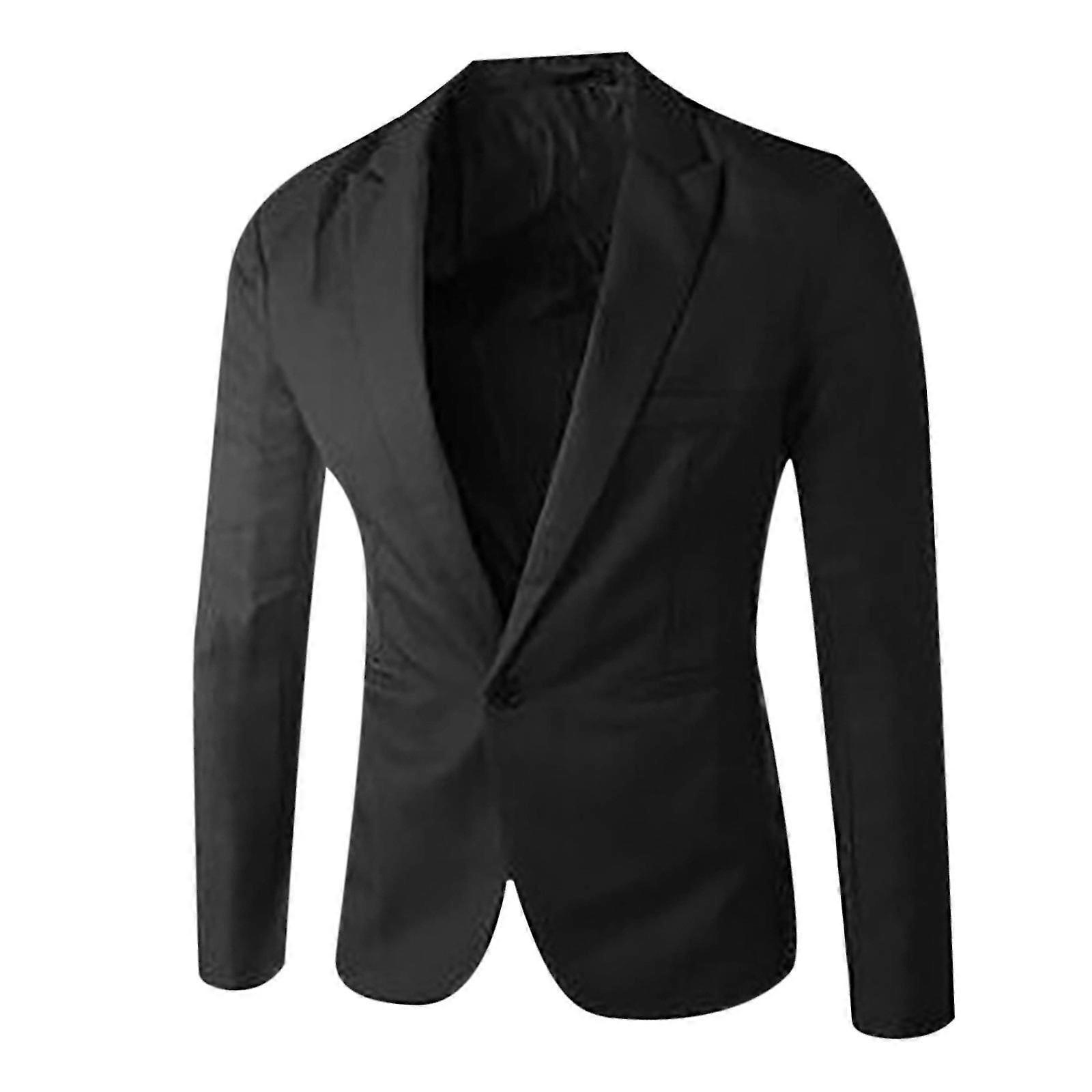 Men's Single Button Solid Color Casual Business Suit Top