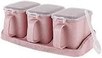Spice Bottle Condiment Jar Container, Can for Spice Storage Home,Kitchen,Counter.Color: Pink, White.