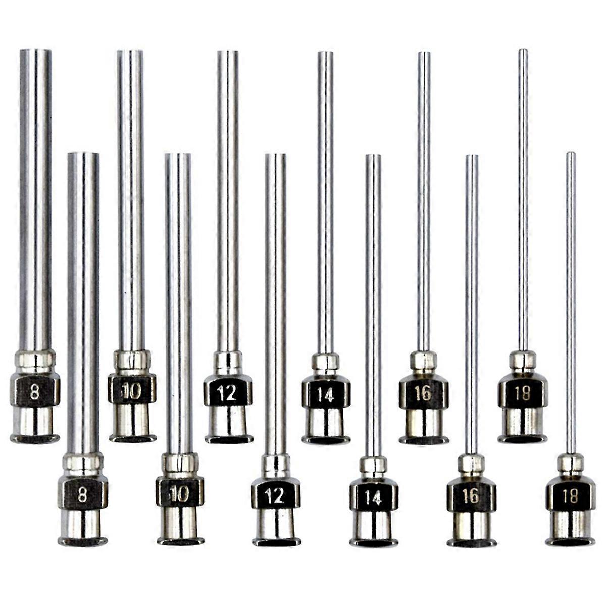 Paquet de 12 aiguilles de distribution, 1,97 pouce en acier inoxydable à pointe émoussée Luer Lock 8, 10, 12, 14, 16, 18 gauge.