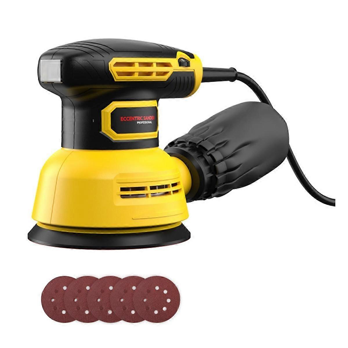 5-Inch Random Orbital Sander 12000RPM 6 Variable Speed Sander Machine with 5Pcs Sandpapers for Wood
