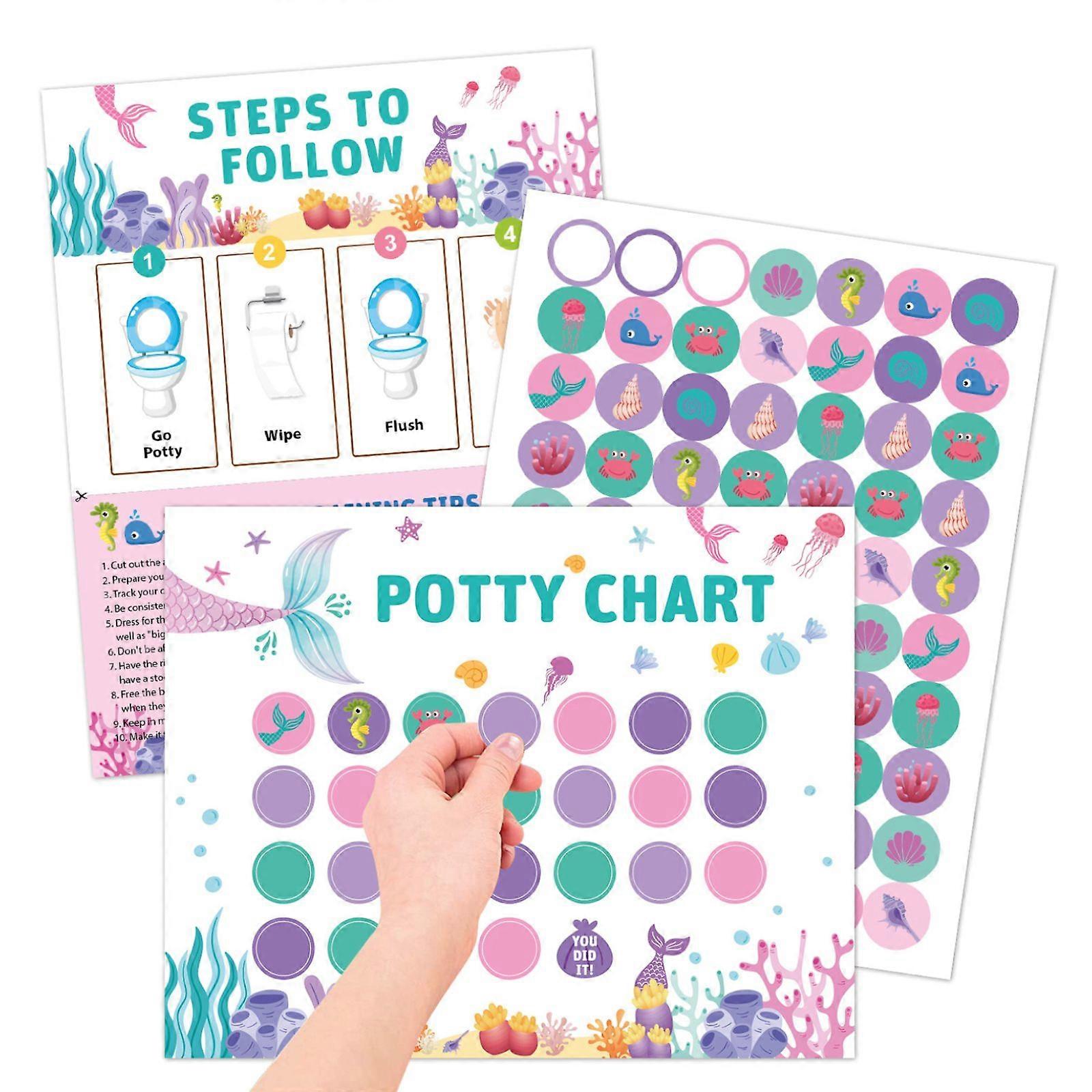 10 件儿童如厕训练奖励贴纸 - 美人鱼风格