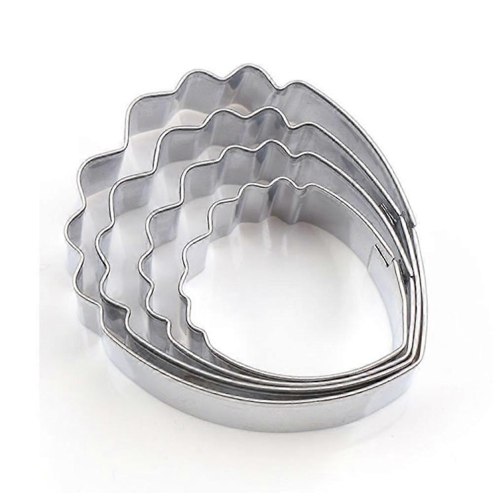 4 Pcs Cookie Cutter Set Stainless Steel Biscuits Cutter Set Peony Shaped Cookie Embossing Mold for Baking Cutting Biscuits and Fondant