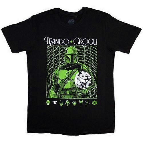 Star Wars The Mandalorian Unisex Adult Mando & Grogu Neon T-Shirt