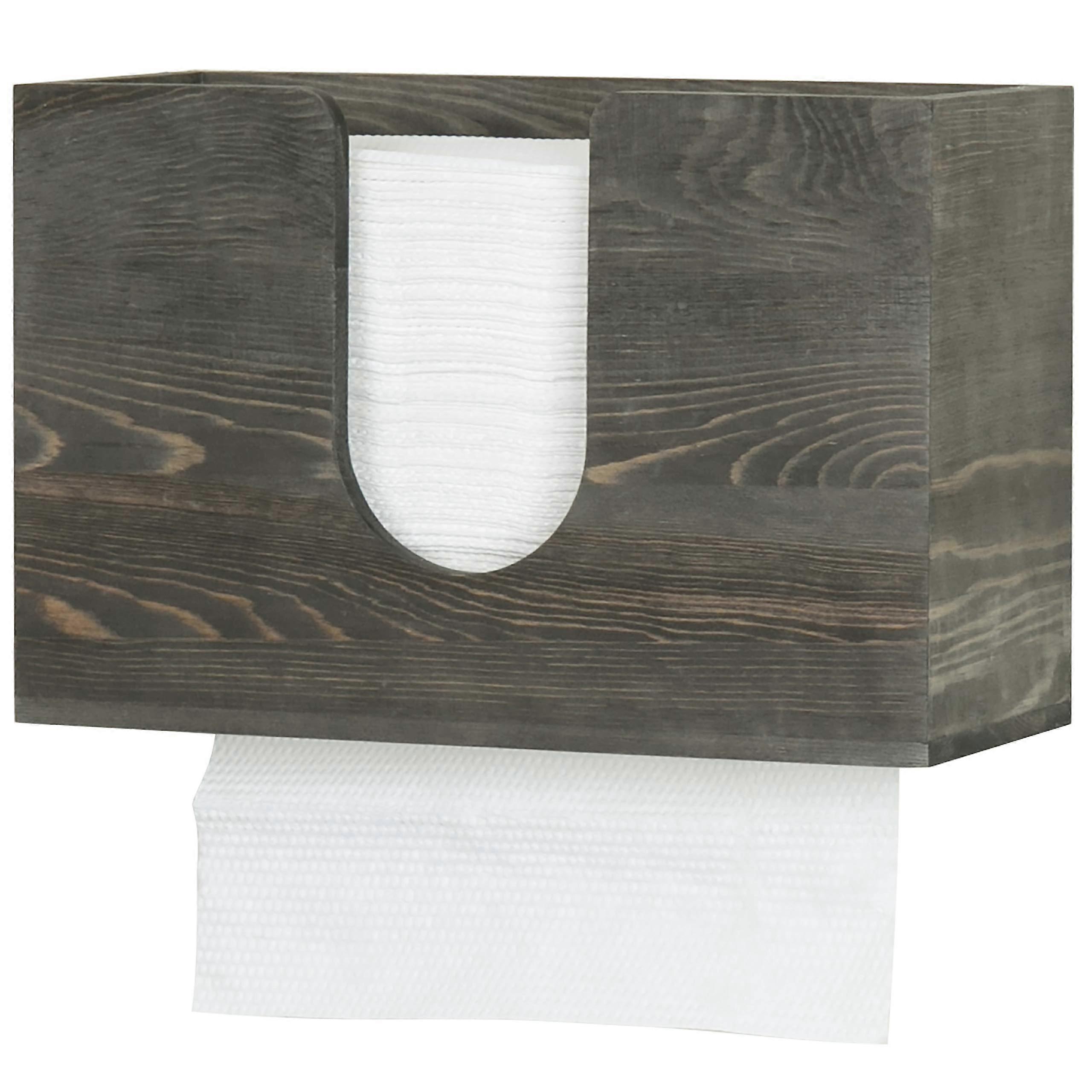 Wall-Mounted Paper Towel Holder in Vintage Gray Wood Finish, Fits Tri-Fold, Multi-Fold, C-Fold