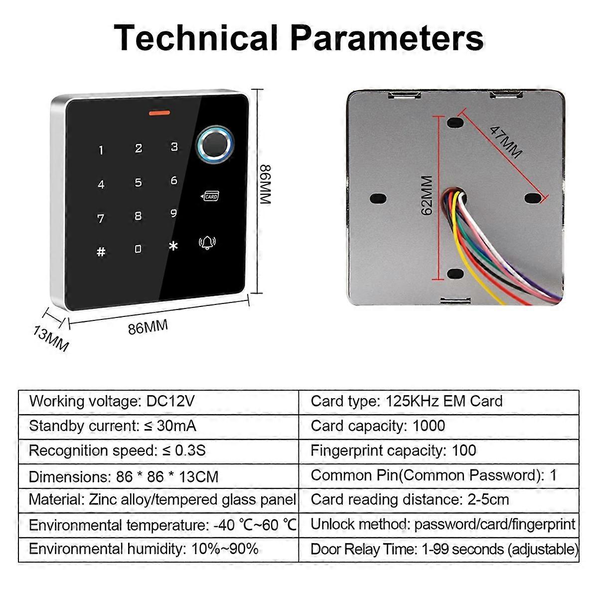 RFID Card Proximity Card Access Control Keypad Fingerprint Reader Waterproof for Hotel Office Facto