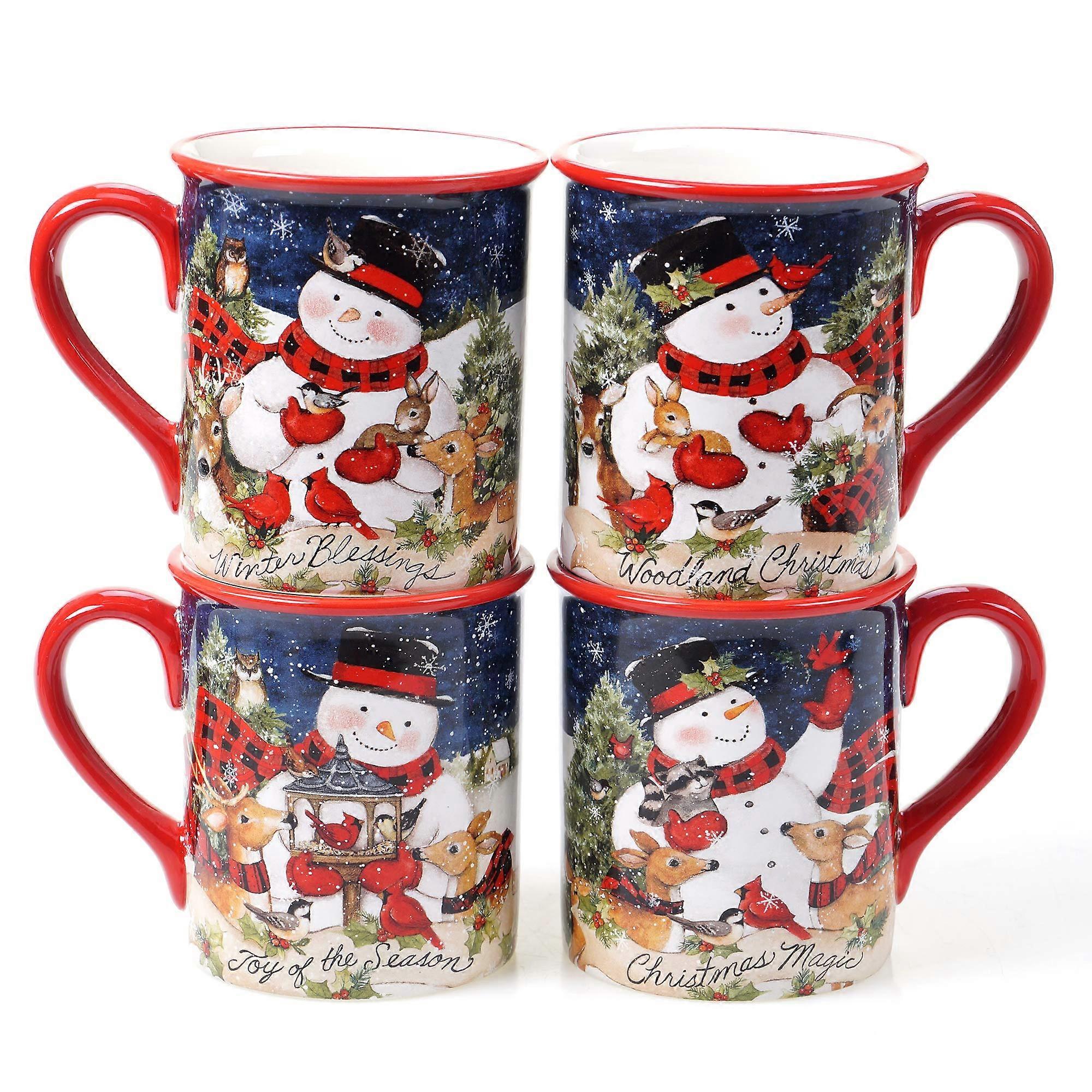 Magic of Christmas Snowman Mugs, 16 oz, Set of 4, Multicolored, Pack of 1