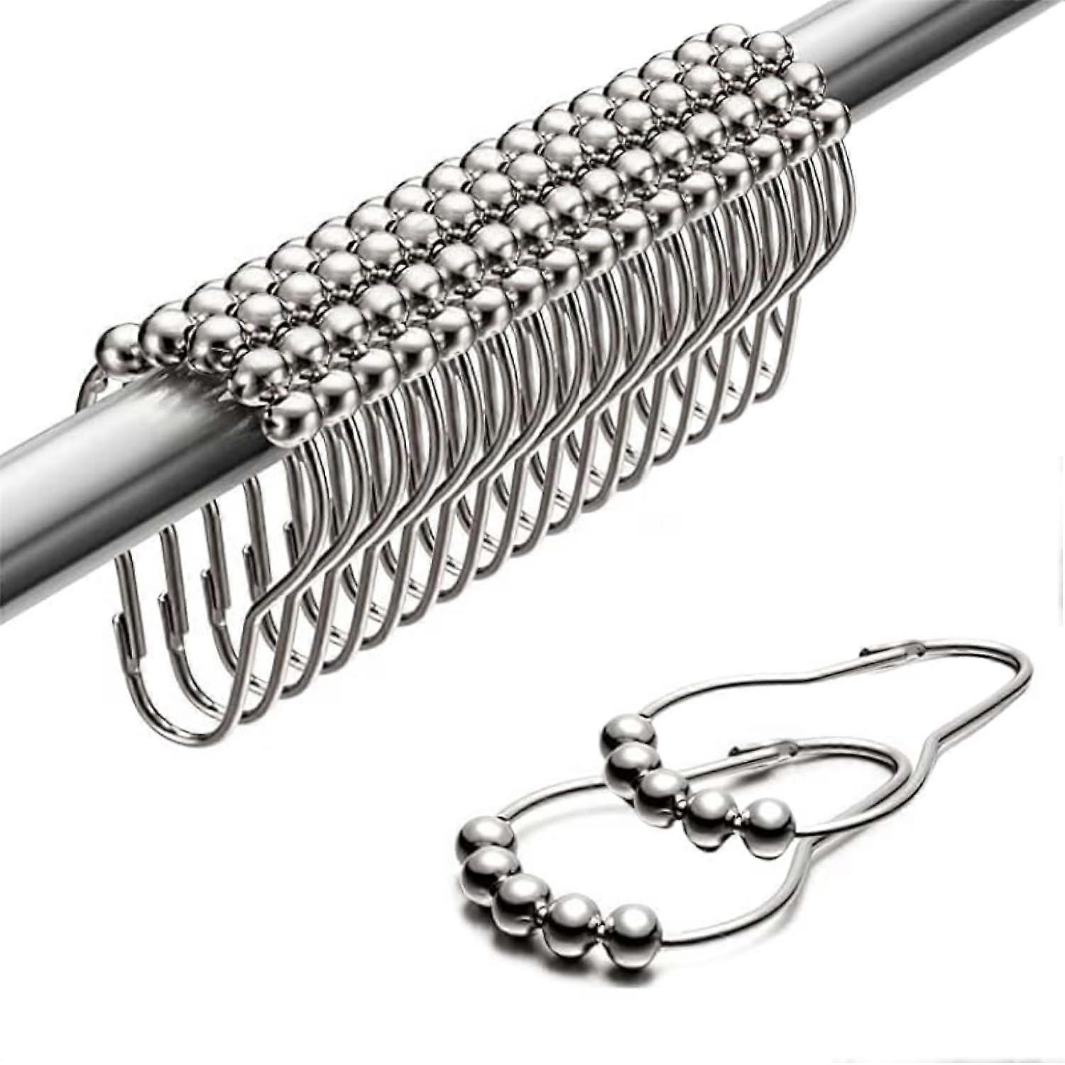 Metal Shower Curtain Hooks 18-Pack for Bathroom Shower Rod