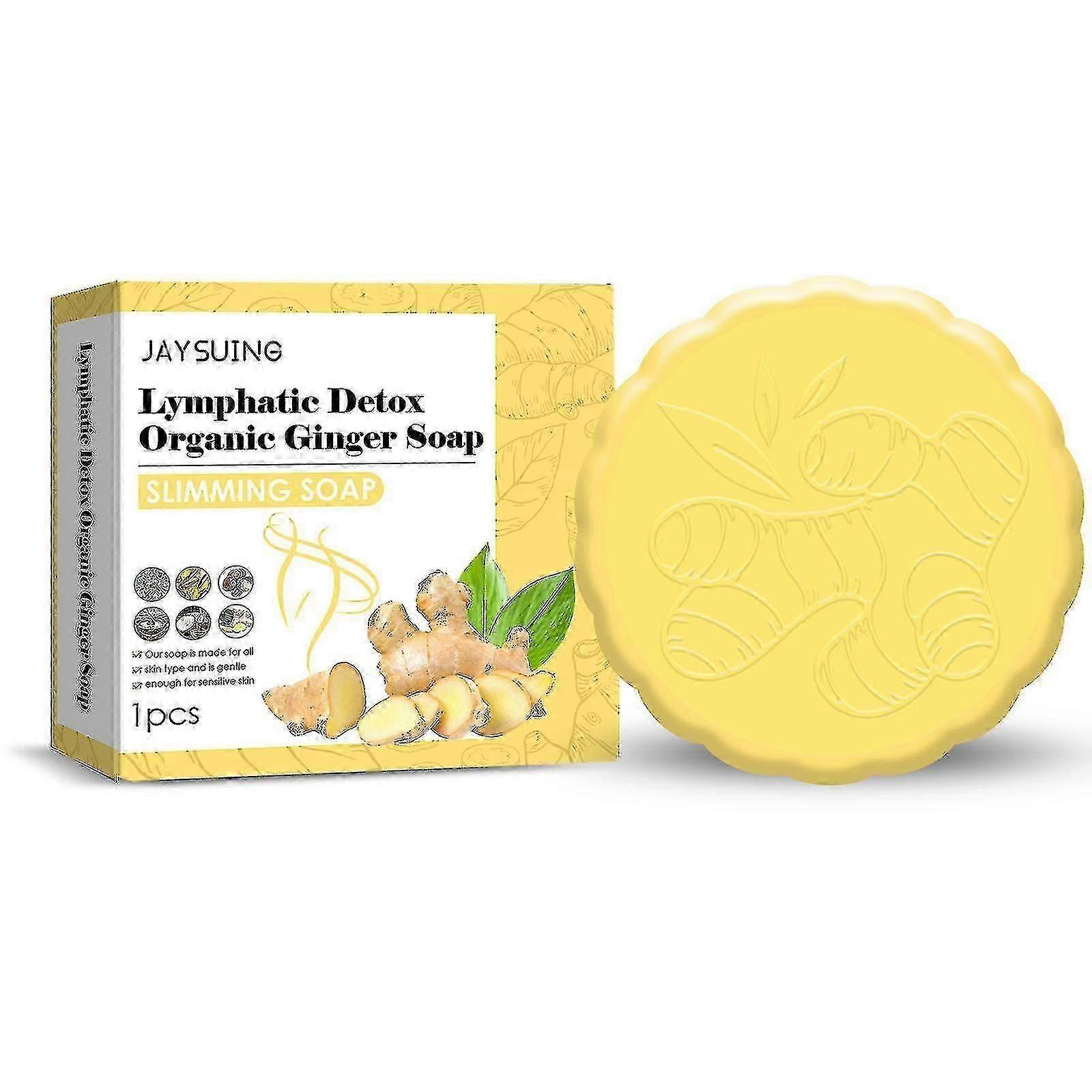 Jaysuing Natural Ginger Body Sculpting Soap Bantning Handgjord tvål Eliminera lymfatisk detox Organisk ingefära bad tvål gratis skepp