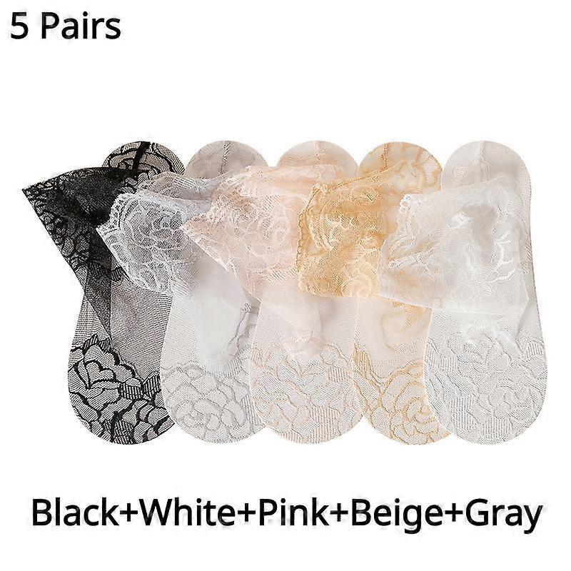5 Pairs Women's Ultra-Thin Mesh Lace Socks