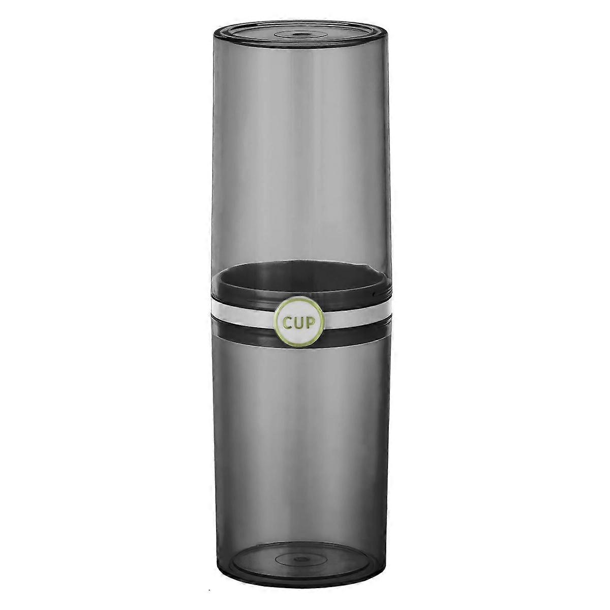 Toothbrush Case with Mouthwash Cup, Cylindrical Plastic Holder, Transparent