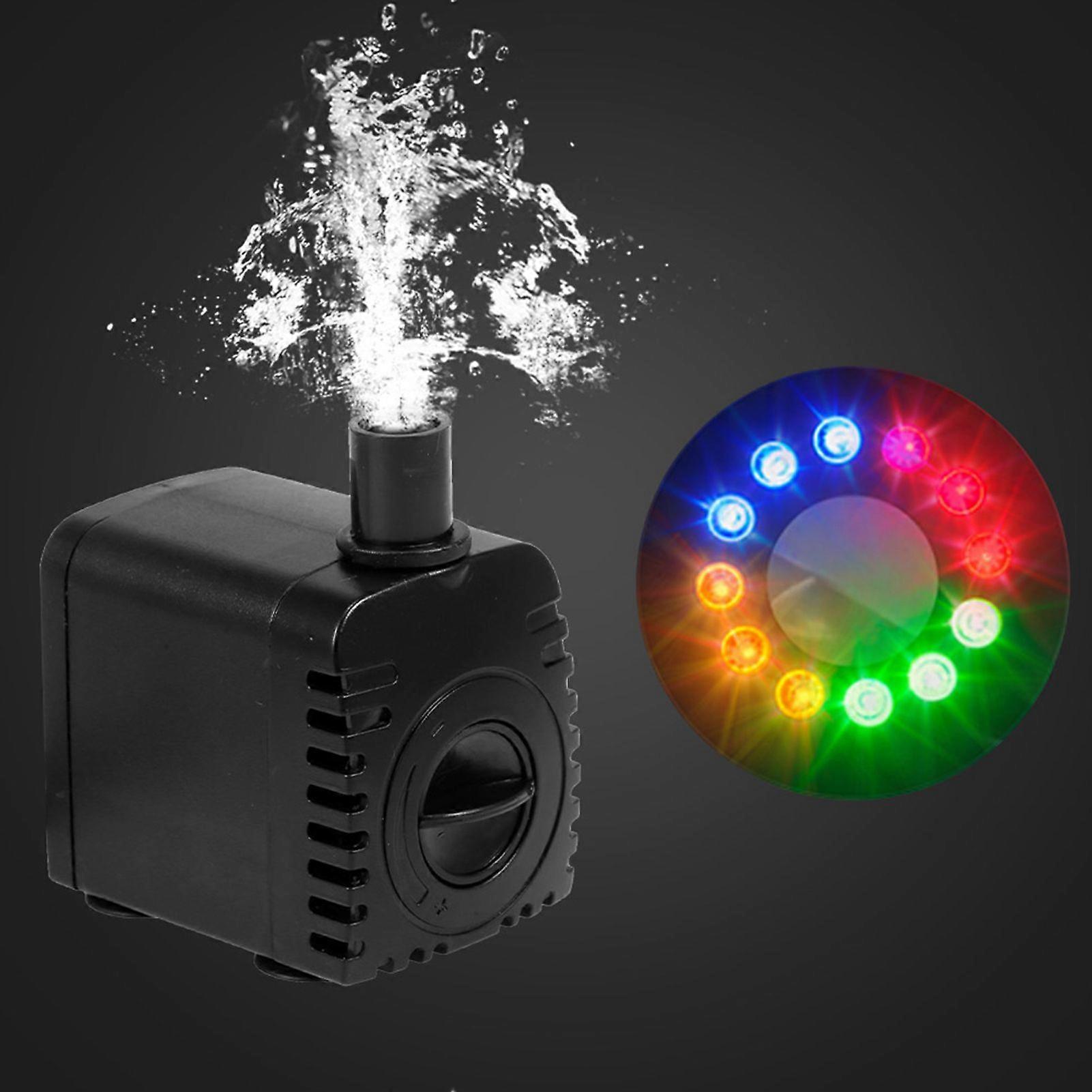 Submersible Water Pump with 12 LED Light 10W Ultra-quiet IP68 Waterproof for Aquarium Fish Tank Fountain