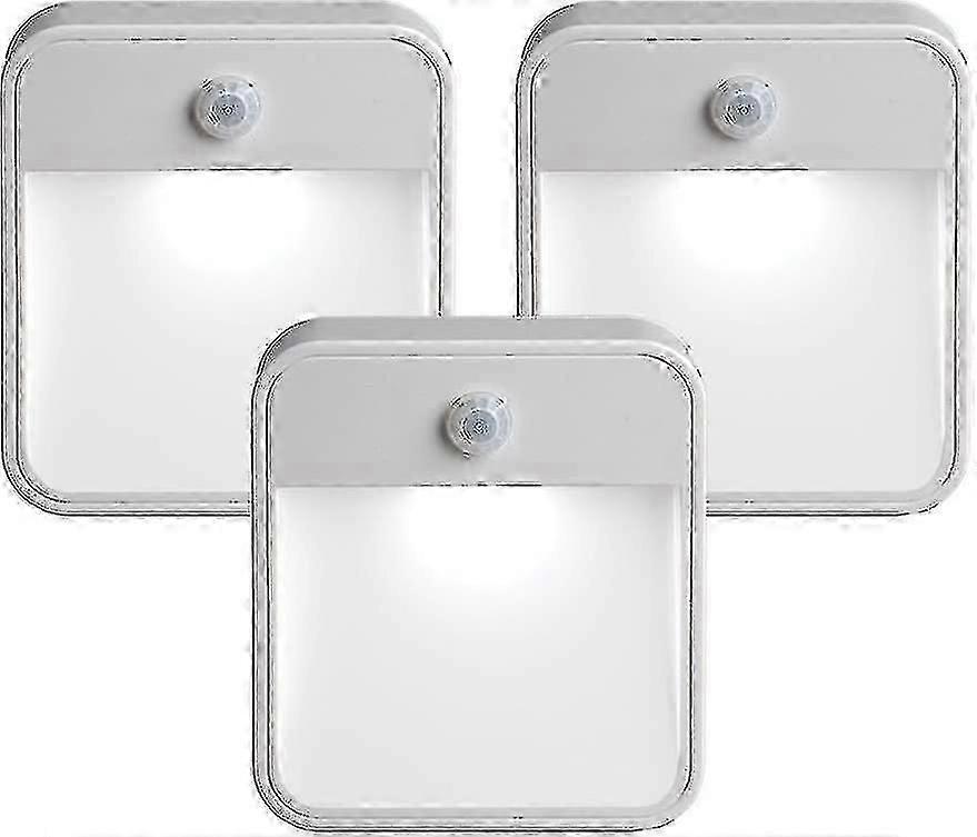 Battery-powered Motion-sensing Led Stick-anywhere Nightlight, 3-pack, White, 3 Count