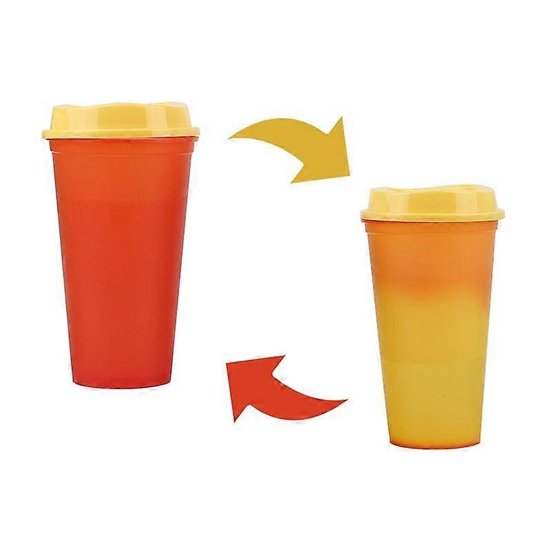 5PCS/Box Coffee Tumblers With Lid Hot Color Changing Cup 473ml Simple Net Red Coffee