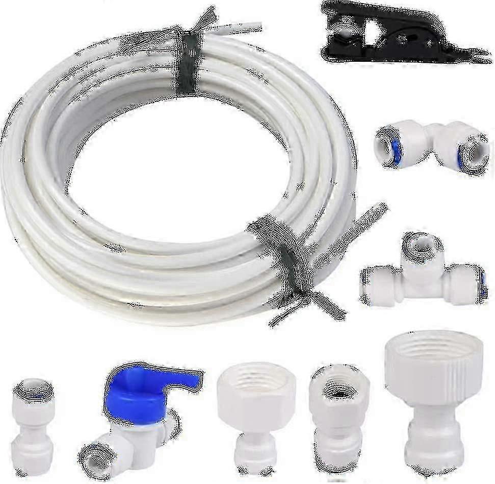 Otwoo 15 Meter Universal-Wasserversorgungsschlauch, 1/4-Zoll-Kühlschrankschlauch-Anschlusssatz, Filterschlauch, P