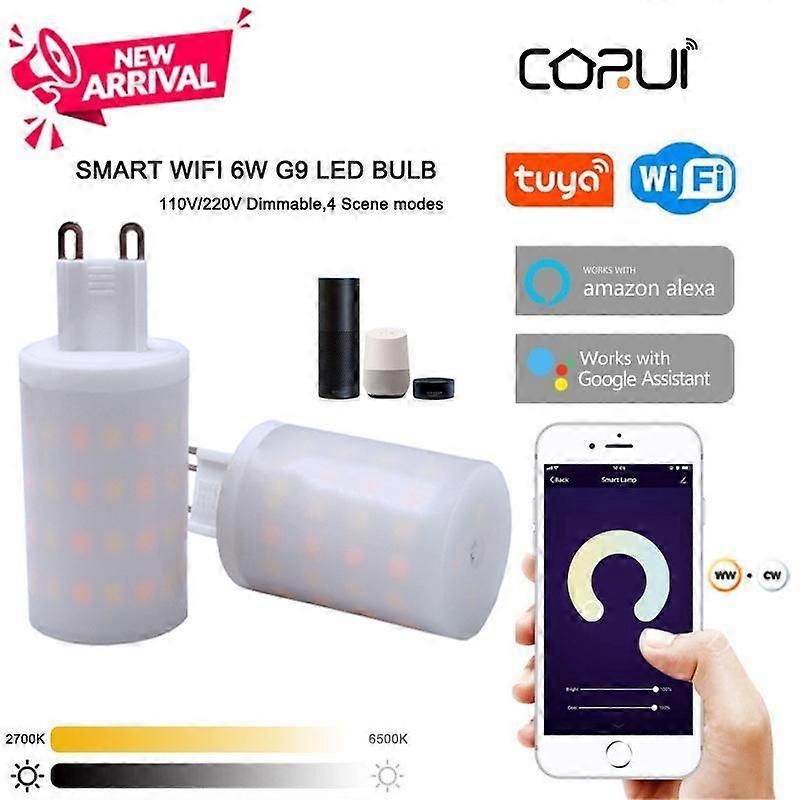 CORUI Tuya G9 Dimmable Smart Light G9 WiFi 6W LED Lamp Bulb Intelligent Light Support Alexa Google Home Voice Control