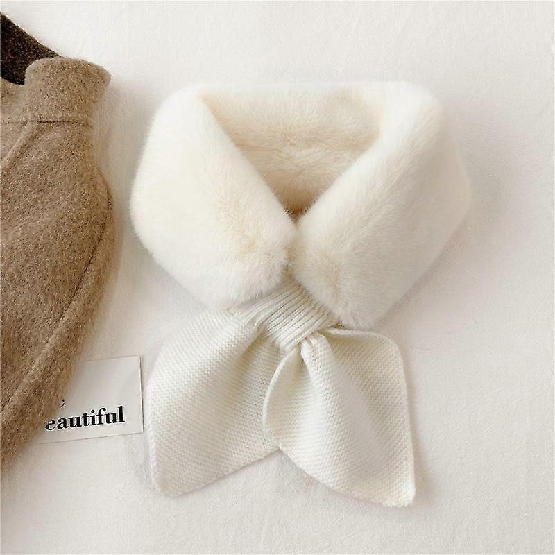 Femmes Mode D’hiver Fausse Fourrure Écharpe Mignon Noeud Noeud Châle Wrap Léger Chaud, Doux Fourrure Col Châle Chaud En Peluche Moelleux Cou Wrap Type 1
