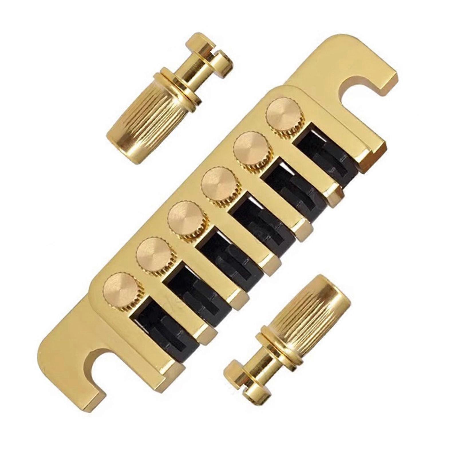 Gitar Köprüleri Çiviler ve Eklemelerle Yedek 6 Telli Elektrikli Gitar Köprüsü Vintage 6 Stil Stopbar Tailpiece Altın