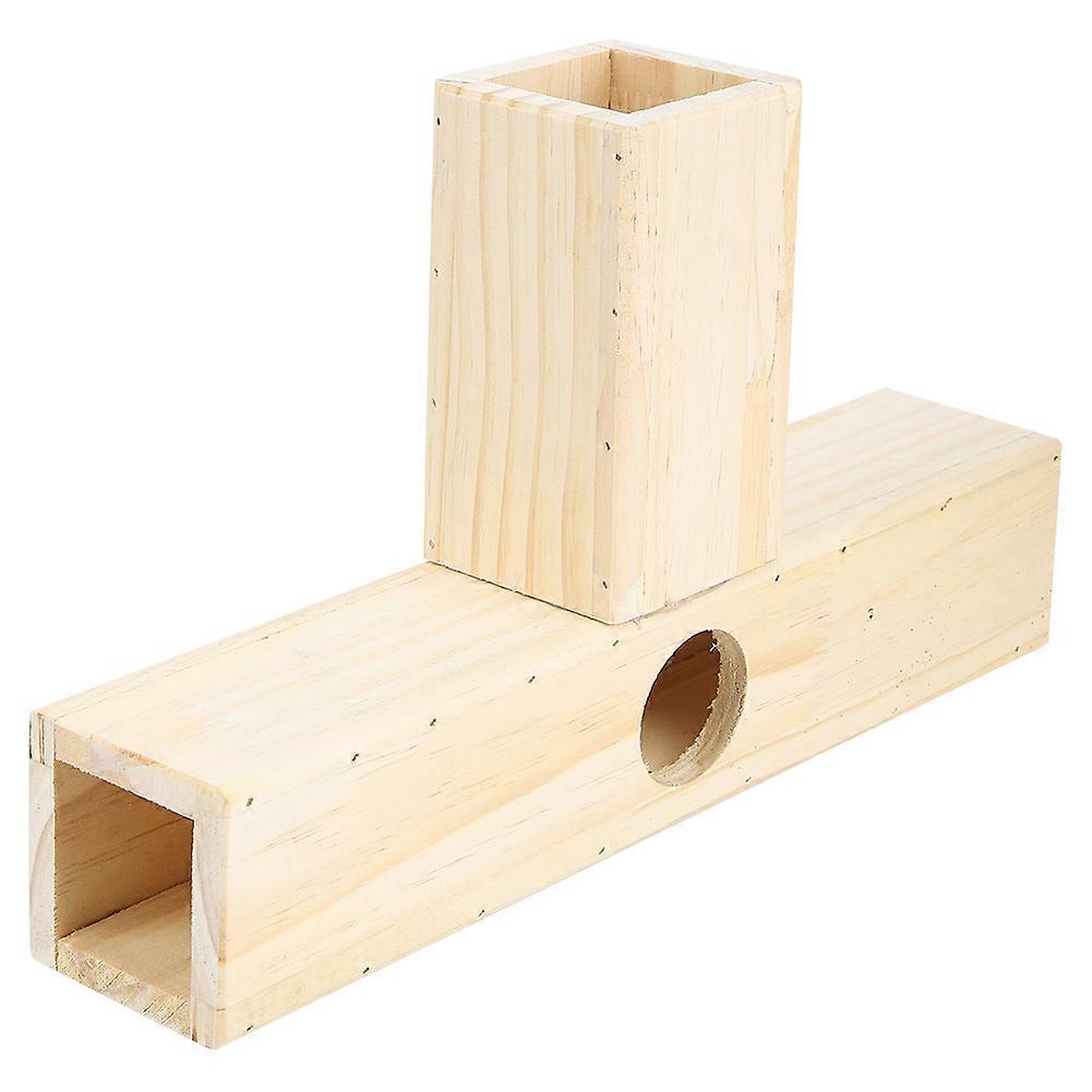 Wooden Tunnel Playing Toy for Hamster with Molar Teeth and Breath Hole, Safe Natural Material, Small Animal Hideout