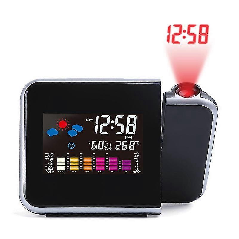Projector Alarm Clock, Digital Alarm Clock Bedside Fashion Alarm Clock, LED Digital Alarm Clock/Temperature and Date/USB Charging/Black.