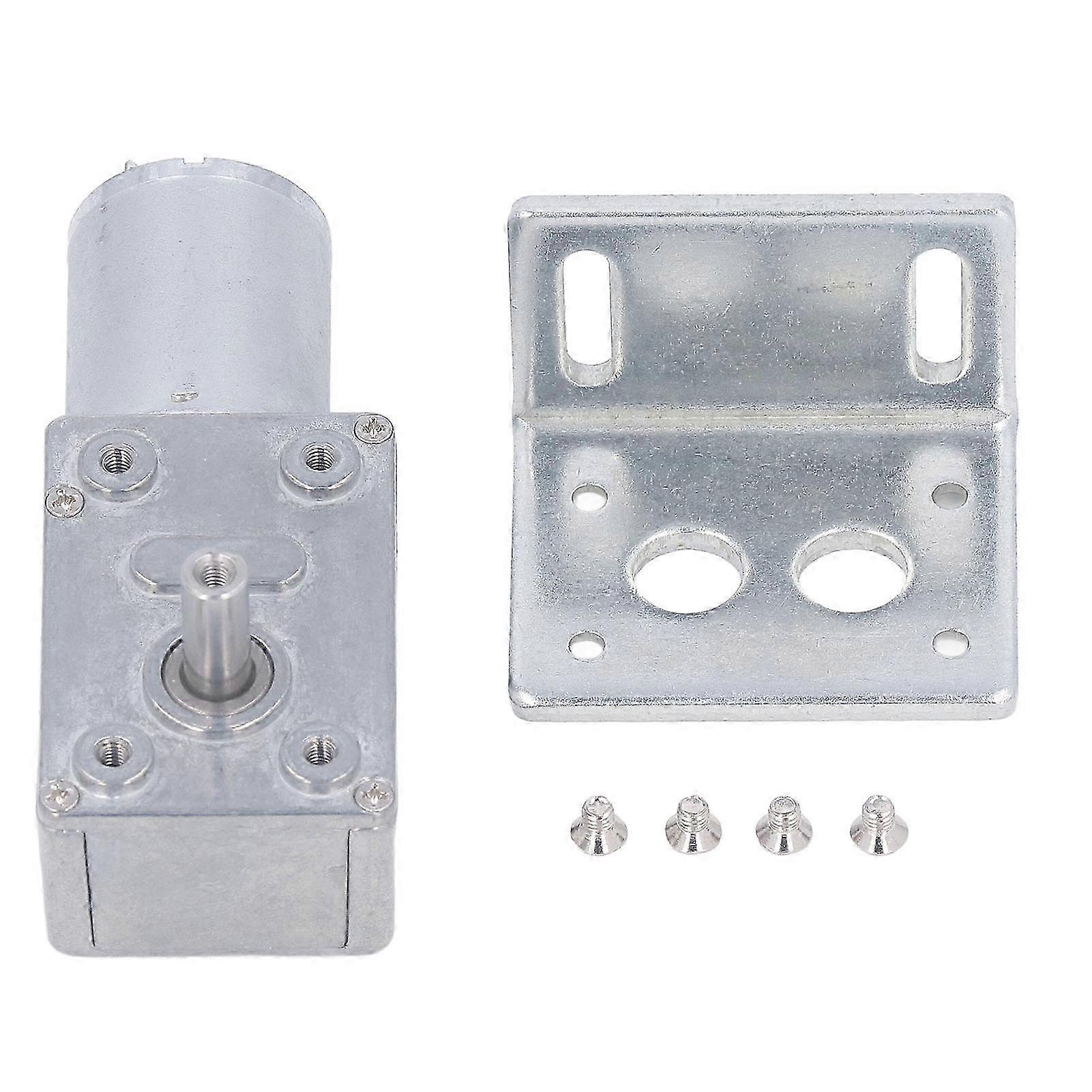 24V DC Gear Motor 12mm Single Shaft 4 to 25kg.cm Self Locking Reversible Worm Gear Motor with Base for Machines 10RPM